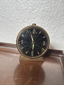 Clock Seth Thomas WEE SCOT Black Dial Luminous not running for parts - Picture 1 of 3