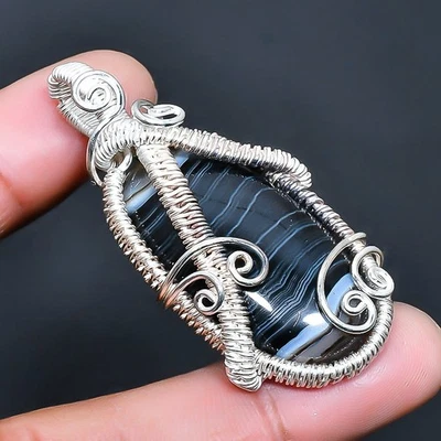 Ювелирный кулон ручной работы из агата с драгоценными камнями 1,96 дюйма g350 - Изображение 1 из 3