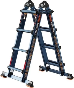 Ladder, a Frame 4 Step Ladder Extension, 14 FT Anti-Slip Multi Position Ladder, - Picture 1 of 7