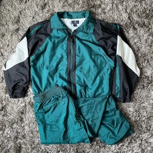 Traje cortavientos Givenchy Activewear vintage para hombre chaqueta y pantalones verde blanco - Imagen 1 de 21