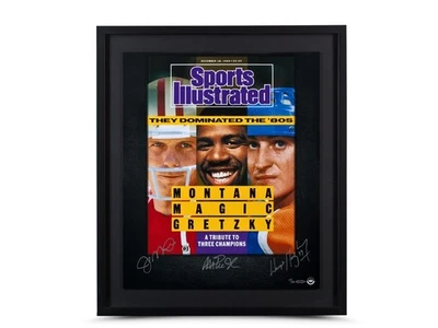 Joe Montana Wayne Gretzky Magic Johnson Autographed 20X24 Framed Photo #/50 UDA - Image 1 of 2