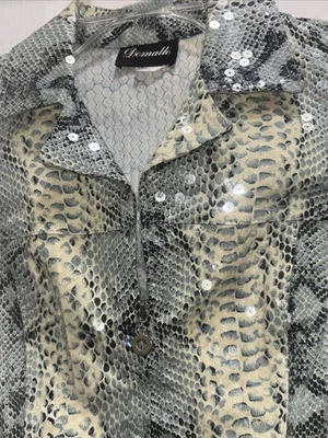 Colete vintage com estampa de pele de cobra Domallo com enfeites sutis de lantejoulas claras - Imagem 1 de 4