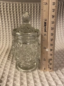 Avon Diamond Cut Crystal Glass Jar with Lid 4 1/2” Tall - Picture 1 of 3