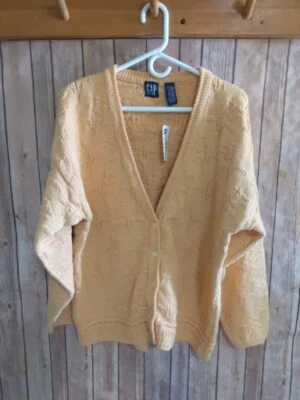 Cárdigan para mujer Gap vintage años 90 botón amarillo flores talla grande nuevo con etiquetas Foto 1 de 4