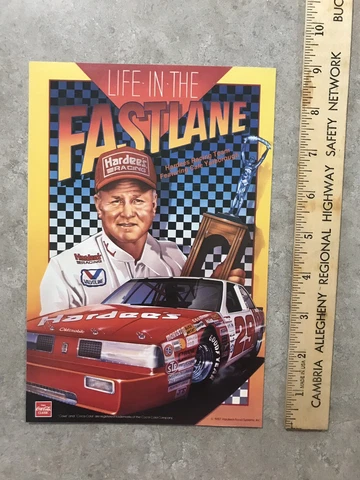 1987 VINTAGE CALE YARBOROUGH "HARDEE'S LIFE IN THE FASTLANE" #28 NASCAR POSTCARD Cover