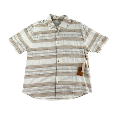 Camisa True Grit Para Hombre XL Beige Baja Verano Playa Surfista Rayas Botón Delantero Foto 1 de 4