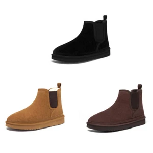 Athlefit Men's Winter Snow Boots Suede Chelsea Boots Casual Warm Anti-Slip - Picture 1 of 19