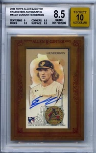 2023 Gunnar Henderson Topps A&G Framed Mini Autos BGS NM-MT+ 8.5 Auto 10 Rookie - Picture 1 of 2
