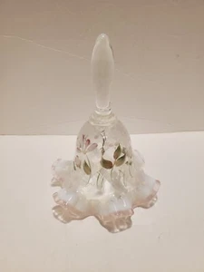 Fenton Diamond Crest Hand Painted Pink Flower Signed S. Massey *READ* - Picture 1 of 4