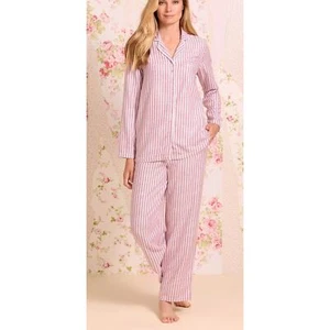 NWT Eileen West Berry Stripe Cotton Rayon Flannel Classic Pajama size S - Picture 1 of 15