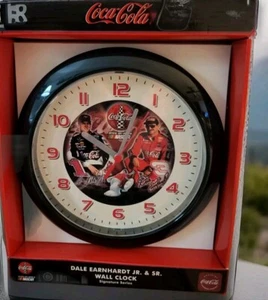Dale Earnhardt Jr And Sr Round Wall Clock Nascar And Coca Cola Collectable  - Picture 1 of 2