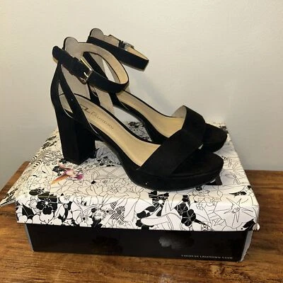 Sandalia CL By Laundry Super SD negra punta abierta zapatos de salón para mujer talla 8 ancho Foto 1 de 4