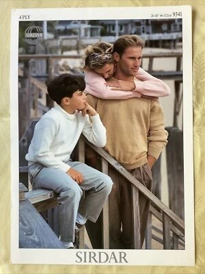 Sirdar knitting pattern 9341. 4 ply family sweater 26-48". NEW, old stock - Image 1 of 3