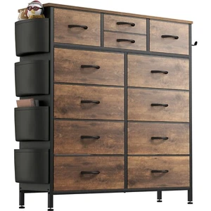 12 Drawer Dresser for Bedroom Fabric Dressers Chest of Drawers Nursery Brown - Picture 1 of 8