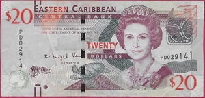 EAST CARIBBEAN STATES 20 DOLLARS 2015 XF-AU GOVERNMENT HOUSE IN MONTSERRAT AND N - Picture 1 of 2