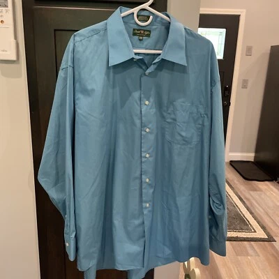 Camisa de vestir David Taylor para hombre talla 2XL azul manga larga cuello abotonado Foto 1 de 3