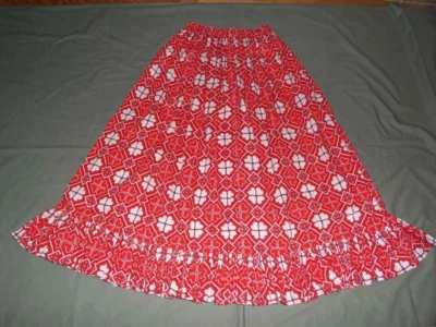 Saia de babados vintage feminina feita à mão corações vermelhos e brancos dança quadrada rockabilly - Imagem 1 de 4