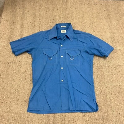 Camisa vintage National abotonada para hombre azul mediano años 70 Foto 1 de 4