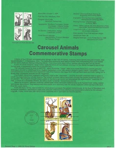 USPS Souvenir First Day Of Issue Comm Stamp Carousel Animals 25c - Picture 1 of 1