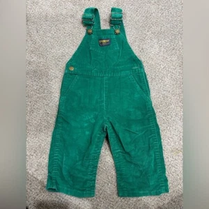 Vintage Osh Kosh B'Gosh Kids Toddler Green Overalls Made in USA 24 months - Picture 1 of 9