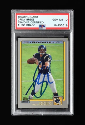 Drew Brees Signed 2001 Topps #328 - Autograph Graded PSA 10 - Rookie Card - Image 1 of 2