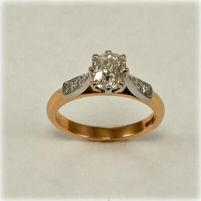 1.10 Ct Oval Cut Lab Created Diamond Anniversary Ring 14k Yellow Gold Size 7 - Image 1 of 4