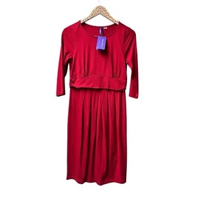 NEW Seraphine Peachey 3/4 Nursing Pleat Detail Maternity Dress Claret Red 6 NWT - Picture 1 of 8