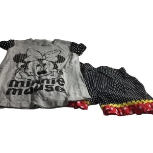 Disney Girls Minnie Mouse Shorts Outfit Gray/Black/Red/Yellow SZS 6-6X - Picture 1 of 6