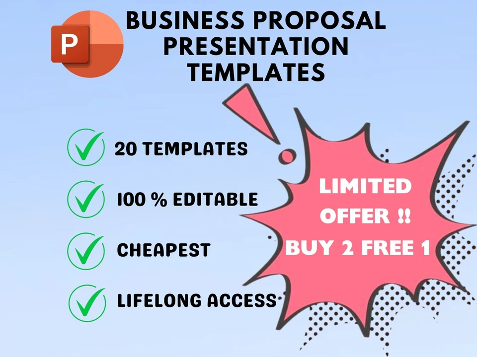 Buy 2 Free 1 Professional Business Proposal PowerPoint Presentation Templates - Image 1 of 4