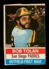 Vintage 1976 Baseball Card HOSTESS #42 BOB TOLAN San Diego Padres OF 1B Hand Cut