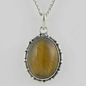 925 Argento Sterling Tigre Occhio Gemma Fatto a Mano Ciondolo Donna Fest Regalo - Foto 1 di 6