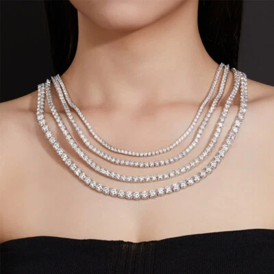 Collar Tenis Iced Out VVS1 Moissanita Certificado GRA PLATA ESTERLINA 925 SÓLIDA Foto 1 de 4