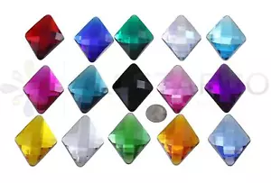 67x48mm Fondo Piatto Grandi Diamanti Gemme Strass Acrilici Costumi Artigianato 2pz - Foto 1 di 40