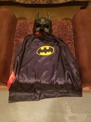 Superman Batman Reversible Niño Disfraz Capa Niños Rojo Negro DC Comics Superhéroe Foto 1 de 4