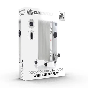 Daewoo Oil Filled Radiator,2000W, Ideal For Medium To Large Rooms, Enhanced Safe - Picture 1 of 6