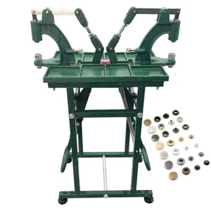 Manual Button Machine Two Station Grommet Snap Press Machine with Foot Press - Picture 1 of 16