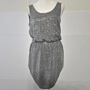 Express Size S Silver Sequined Shiny Glimmery Dress with Open V Neck Front or Ba - Picture 1 of 24