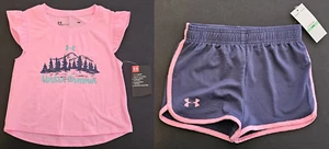 Baby Girl Size 18 Months 2-Piece Shorts Set Under Armour Pink Craze Mountains - Picture 1 of 9