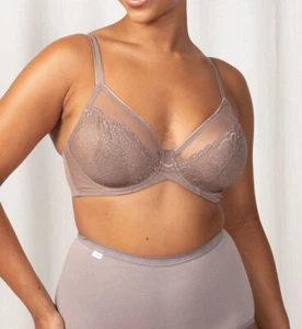 Sheer Minimiser Wired Lace Bra - Brown, Sizes 10D-18E, Triumph Lingerie - Picture 1 of 5
