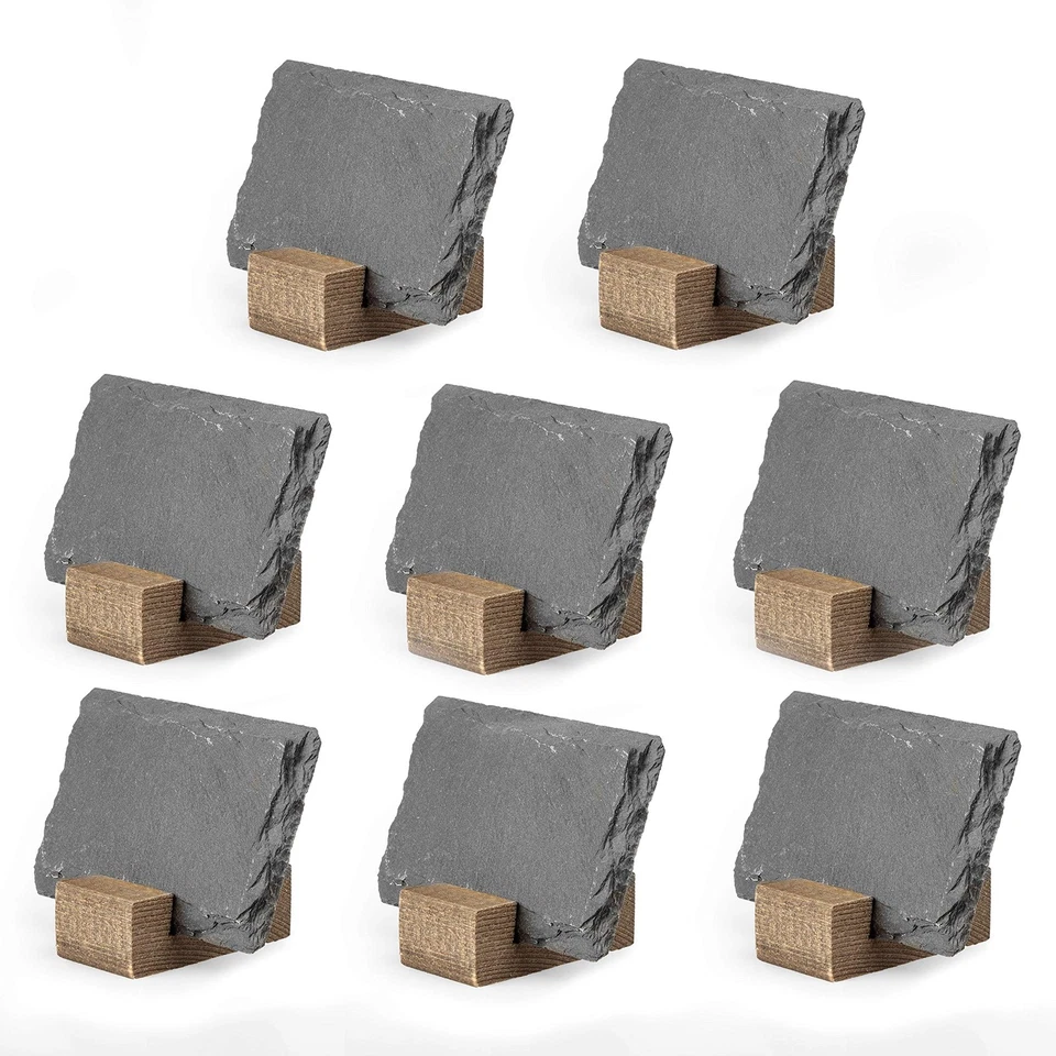 Mini Chalkboard Signs for Tables 8 Pack - Rustic 5x6 Inch Small Slate Tabletop