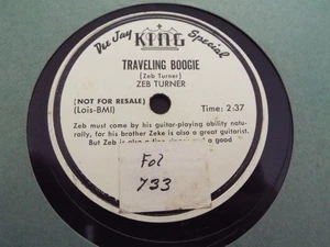 78 ZEB TURNER King 1009 DJ Traveling Boogie/Oh She's Gone Gone Gone VG++ - Imagen 1 de 2