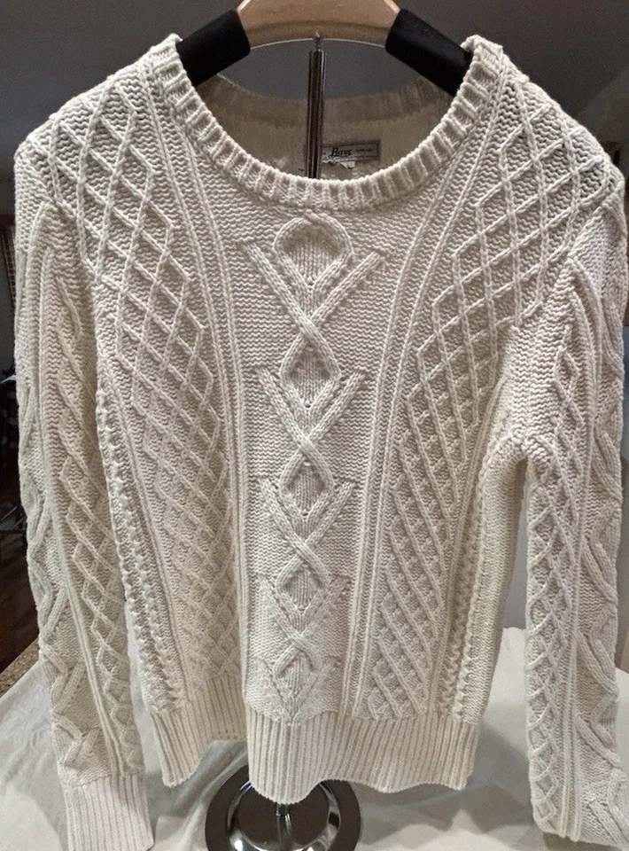 Bass Crewneck Fisherman Cable Knit Pullover Sweater 100% Cotton Size S Woman’s  - Image 1 of 4