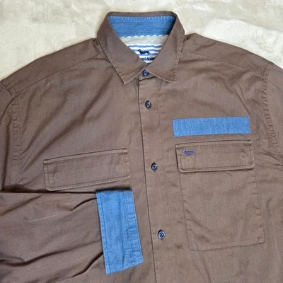 Harmont & Blaine Button Up Flip Cuff Long Sleeve Shirt Men's L Very Unique Rare - Image 1 of 4