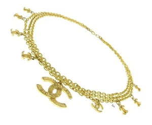 CHANEL CC Logo Chain Belt Vintage Auth Coco Gold Tone Logo Swing Gp 29.1inch F/S - Picture 1 of 10