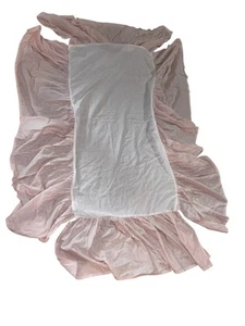 Restoration Hardware Baby & Child Crib Bed Skirt Pink Cotton 14" Drop Split - Picture 1 of 4