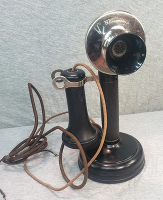 Antique Kellogg Candlestick Telephone C. 1910 Black & Chrome Estate Fresh - Image 1 of 4