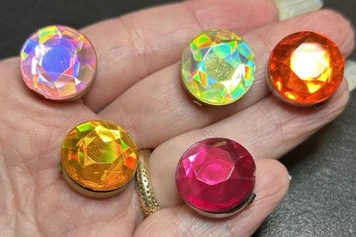 Lote Retro De 5 Juego De Cubierta De Botones De Cristal Acrílico Facetado Multicolor Lote Foto 1 de 4