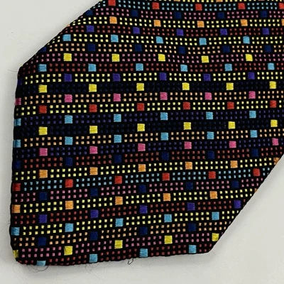 DUCHAMP London Colorful Multicolor Polka Dot Stripe Woven Silk Made In England - Image 1 of 4