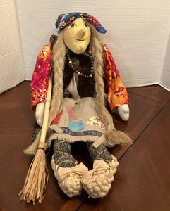 Handgefertigte hängende Küchenhexe Stoffpuppe Stil Baba Yaga 24 Zoll einzigartige Puppe - Bild 1 von 15