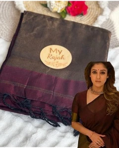 Nayanthara-Inspired Maroon Kadhi Cotton Saree with Running Blouse - Picture 1 of 5